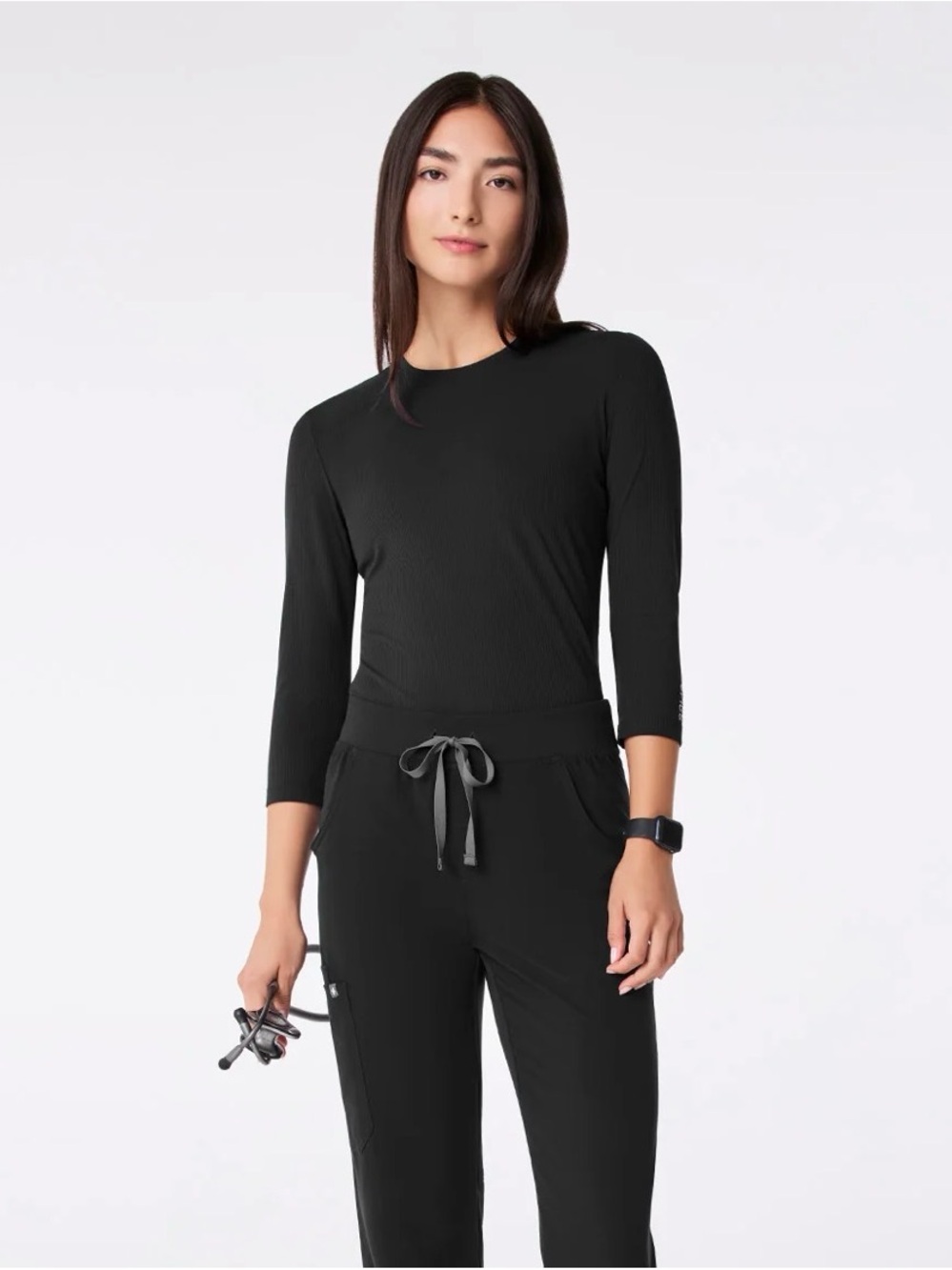 NWT Figs Palmer Ribbed ¾ Sleeve Underscrub - Picture 2 of 10